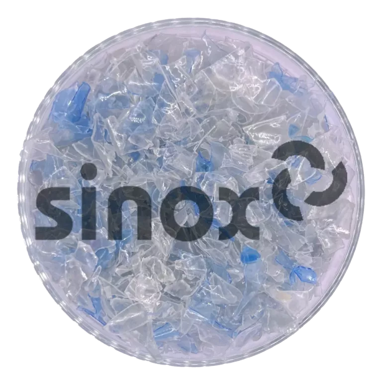 PET flakes clear blue transparent